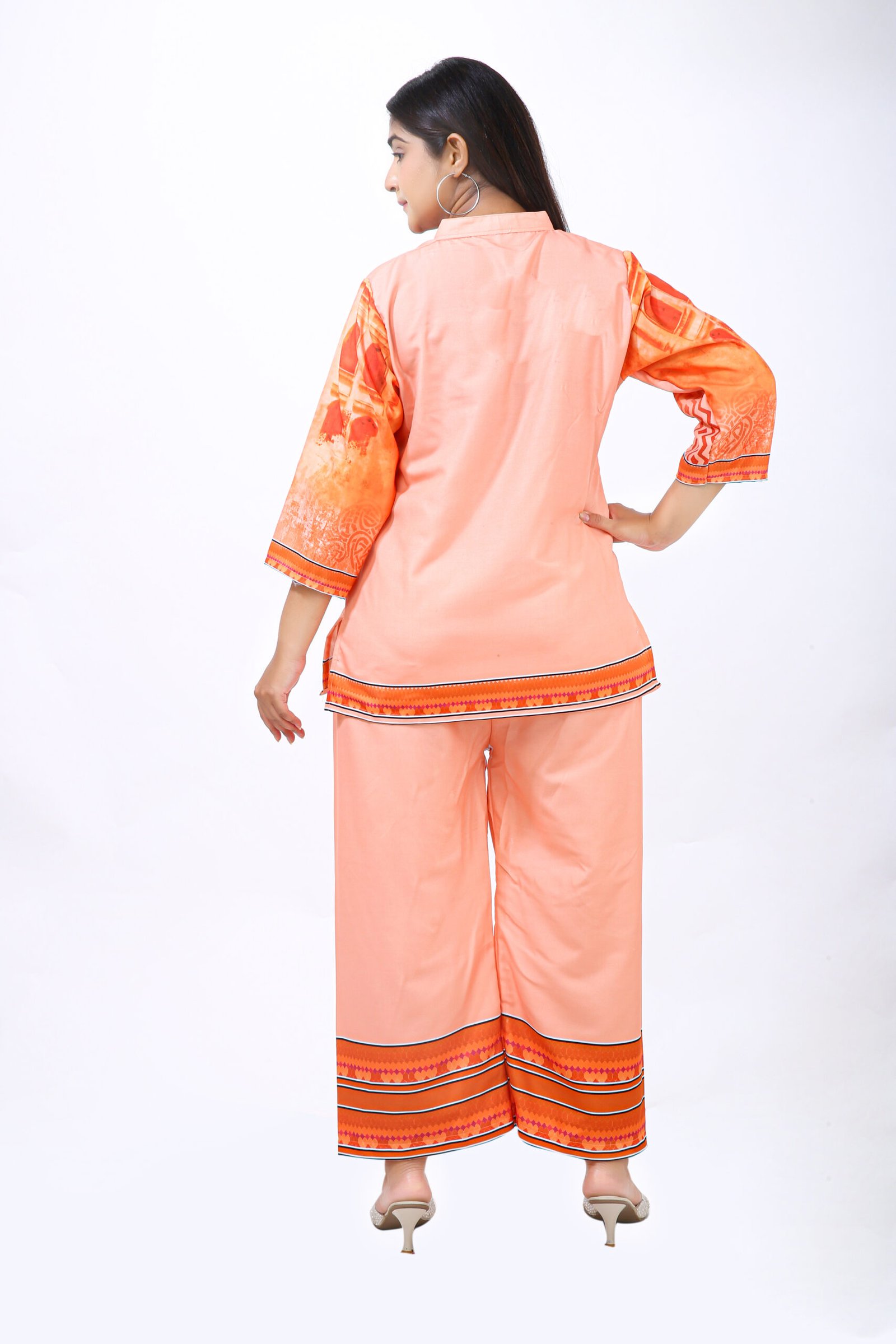 Peach Royal Co-ord Set – Regal Prints in Soft Rayon - Image 6